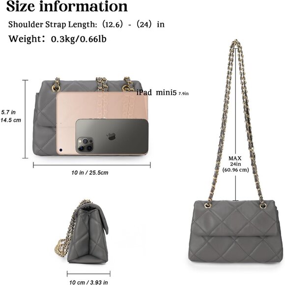 Gladdon Women's Grey Small Ladies Trendy Clutch Purses Cute Designer Hand-Bag - Picture 2 of 6